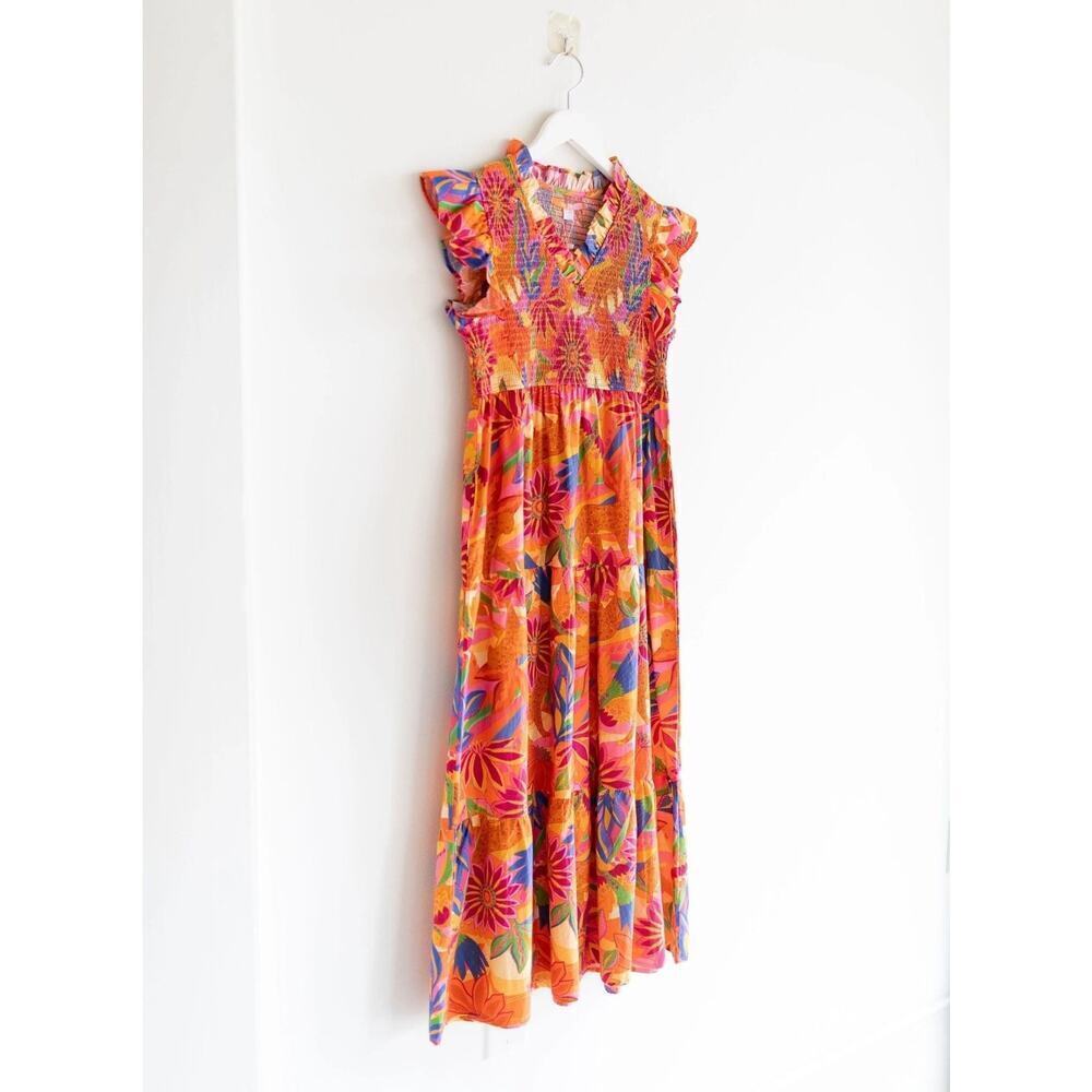 EUC Sz Xs BRITTON COURT LILLY DRESS IN TROPICAL Print Long Dress Boutique